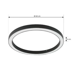 Lámpara LED de techo Lucande Neor, negra, Ø 60 cm, CCT, atenuable
