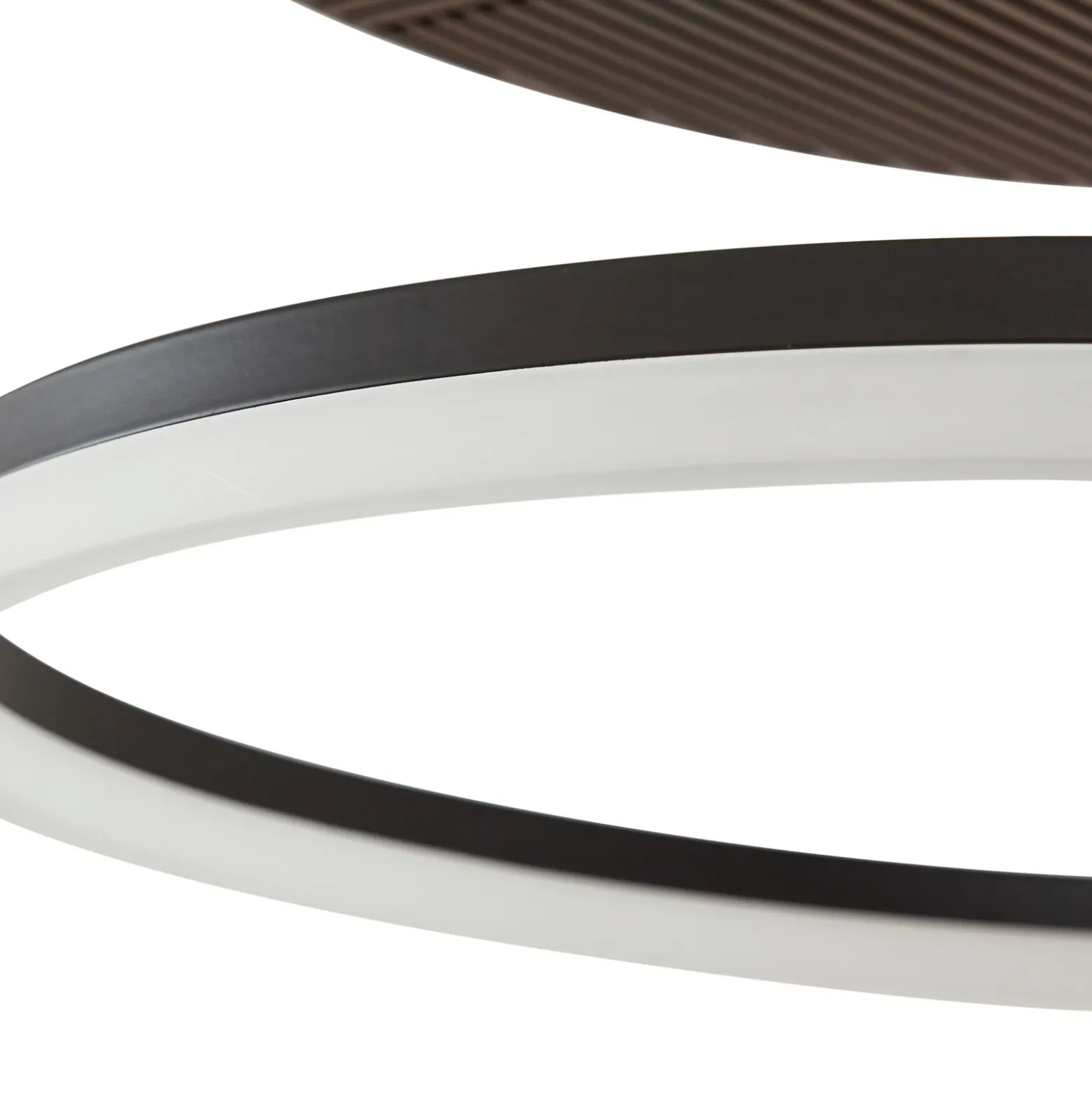 Lámpara LED de techo Lucande Orven, negro/madera, Ø50 cm, atenuable