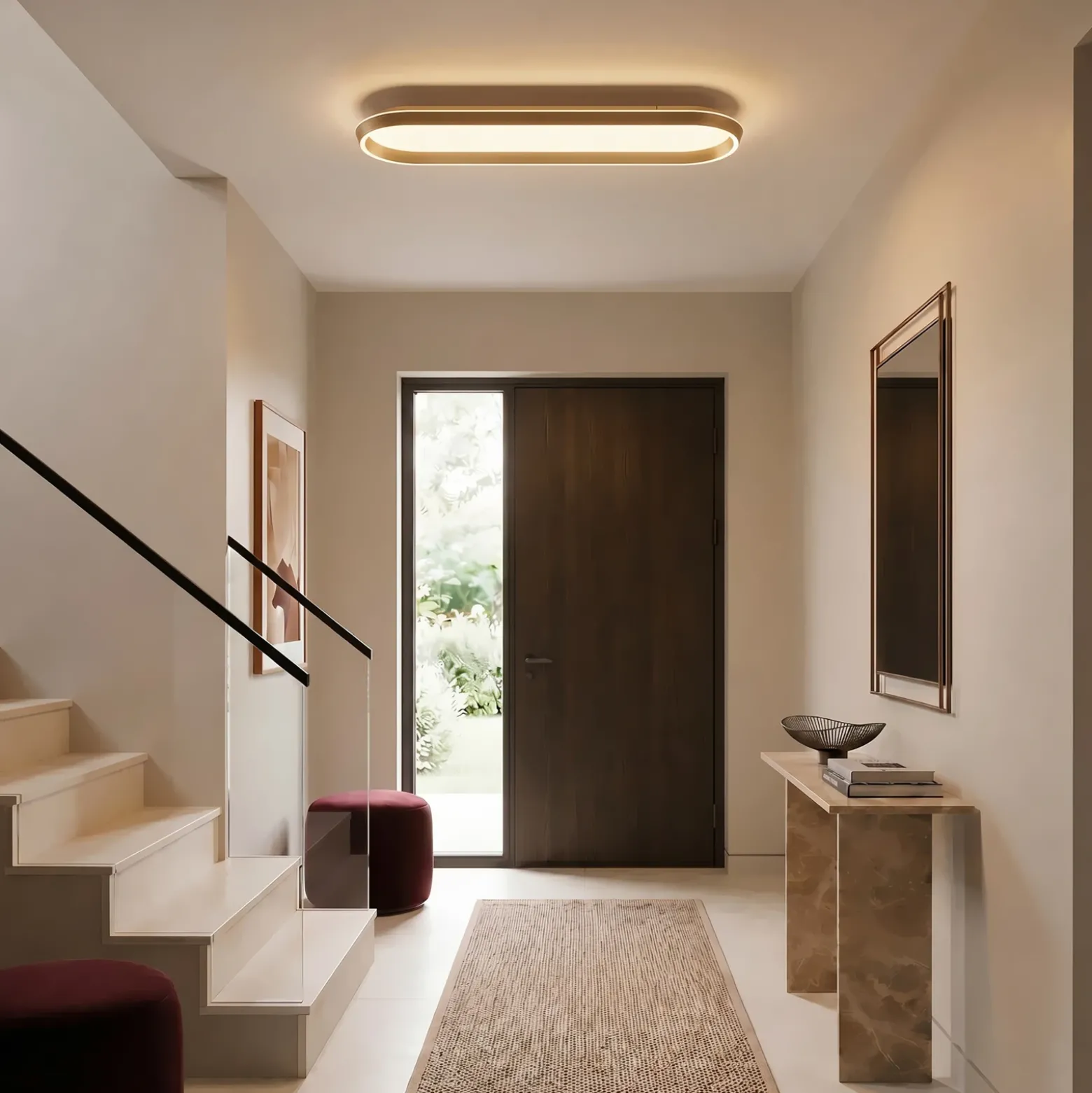 Lámpara LED de techo Lucande Rylan, 112 cm, latón, atenuable, CCT