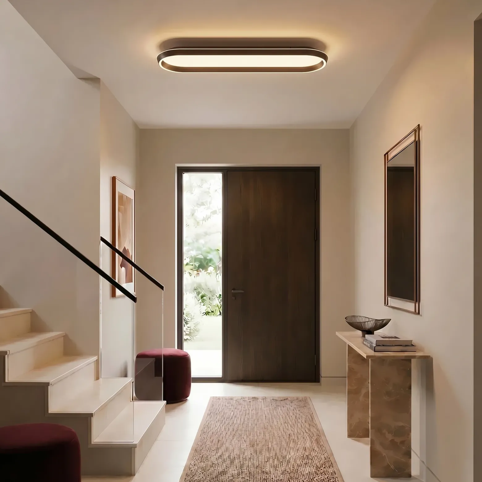 Lámpara LED de techo Lucande Rylan, 112 cm, marrón, atenuable, CCT