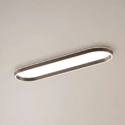Lámpara LED de techo Lucande Rylan, 112 cm, marrón, atenuable, CCT