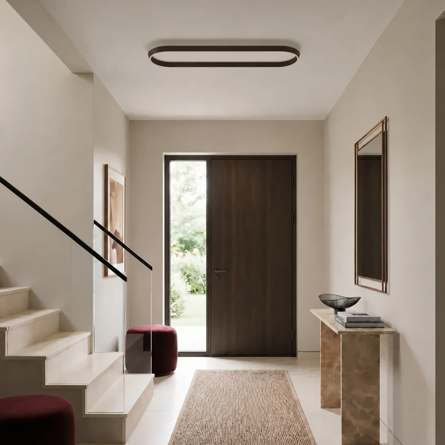 Lámpara LED de techo Lucande Rylan, 112 cm, marrón, atenuable, CCT