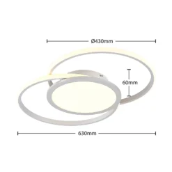 Lámpara LED de techo Lucande Senne, 63 cm, plata, aluminio