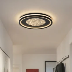 Lámpara LED de techo Lucande Tillian, negro/dorado, 50 cm, atenuable