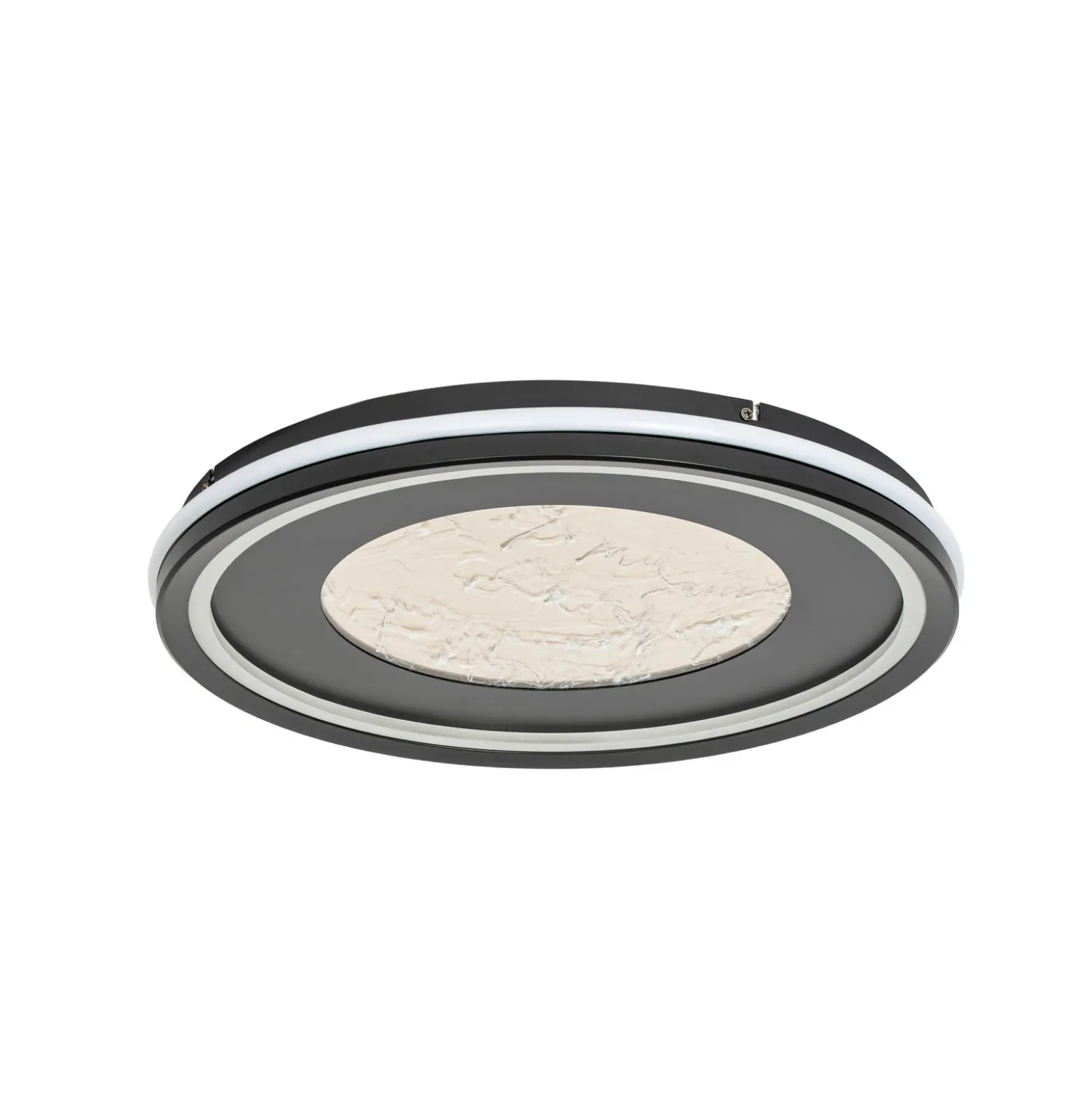Lámpara LED de techo Lucande Tillian, negro/dorado, 50 cm, atenuable