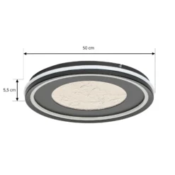 Lámpara LED de techo Lucande Tillian, negro/dorado, 50 cm, atenuable
