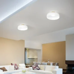 Lámpara LED de techo Lunar, blanca, cristal, Ø 42 cm, CCT, atenuable