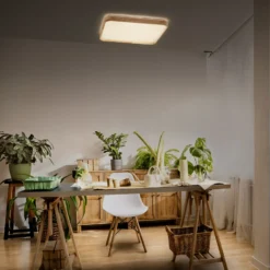 Lámpara LED de techo ORBIS ALICIA de OSRAM, 50 x 50 cm, madera, ClickDim