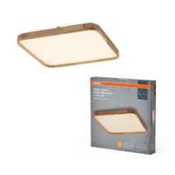 Lámpara LED de techo ORBIS ALICIA de OSRAM, 50 x 50 cm, madera, ClickDim