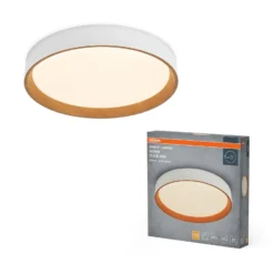 Lámpara LED de techo ORBIS LARIOS de OSRAM, blanco/madera, Ø 49 cm, atenuable