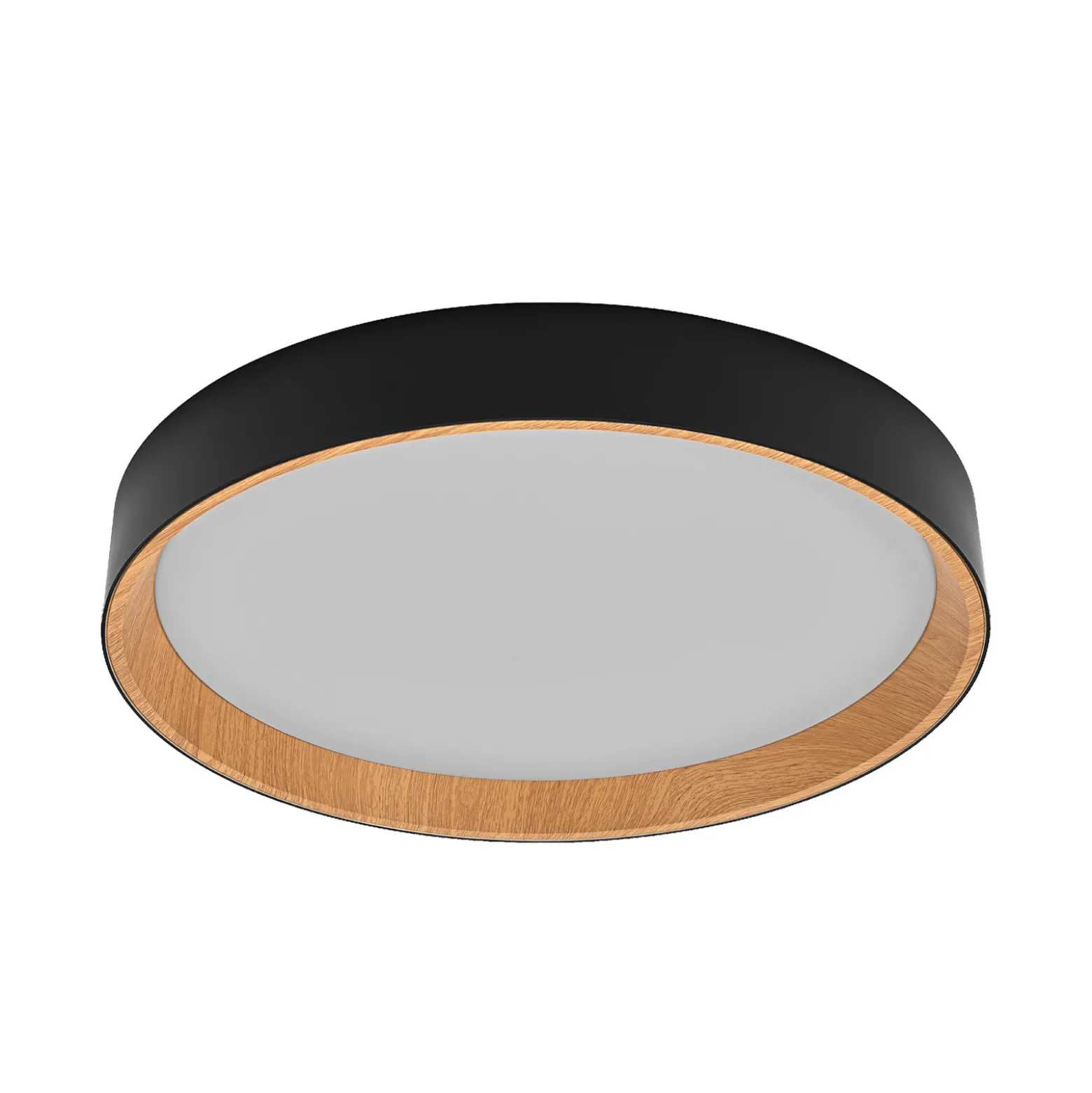 Lámpara LED de techo ORBIS LARIOS de OSRAM, negro/madera, Ø 49 cm, atenuable