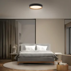 Lámpara LED de techo ORBIS LARIOS de OSRAM, negro/madera, Ø 49 cm, atenuable