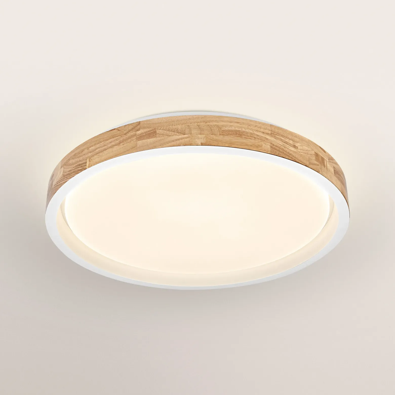Lámpara LED de techo ORBIS MARIANO de OSRAM, madera/blanco, Ø 51 cm, atenuable