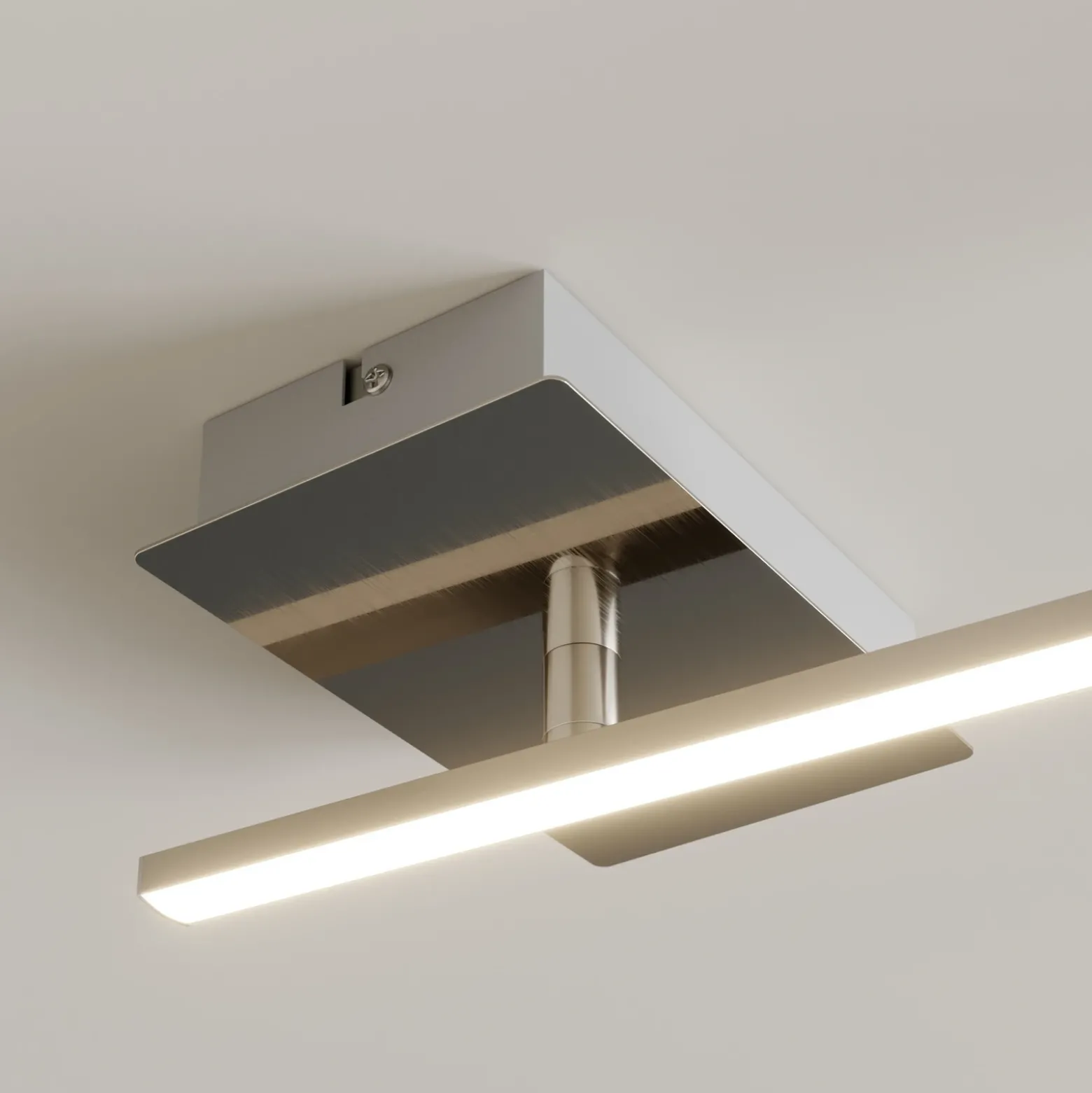 Lámpara LED de techo orientable Indira, atenuable, níquel