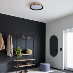 Lámpara LED de techo OSRAM ORBIS MARIANO, madera/negro, Ø 51 cm, atenuable