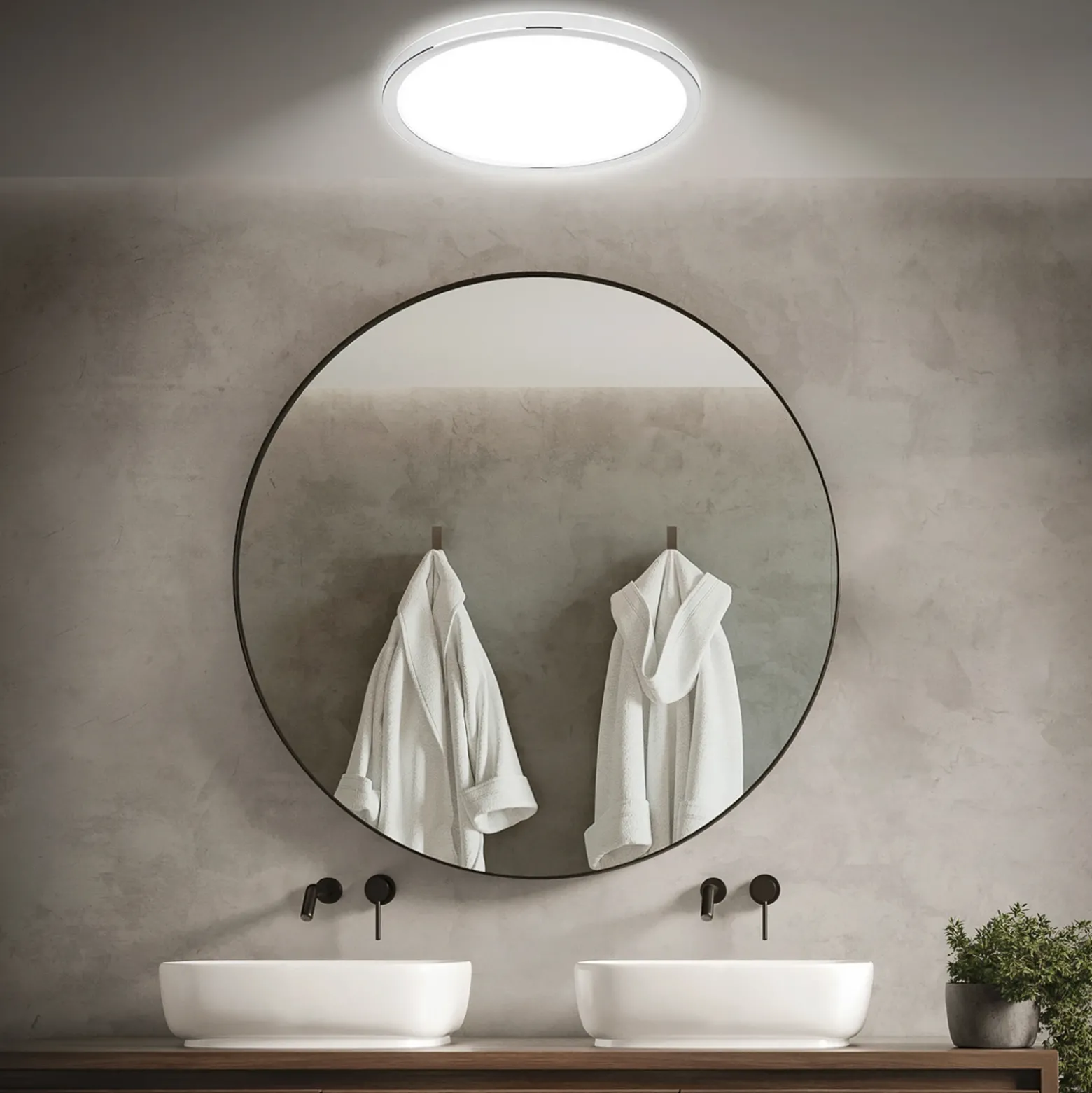 Lámpara LED de techo para baño Pulap, Ø 42 cm, cromado/blanco metal