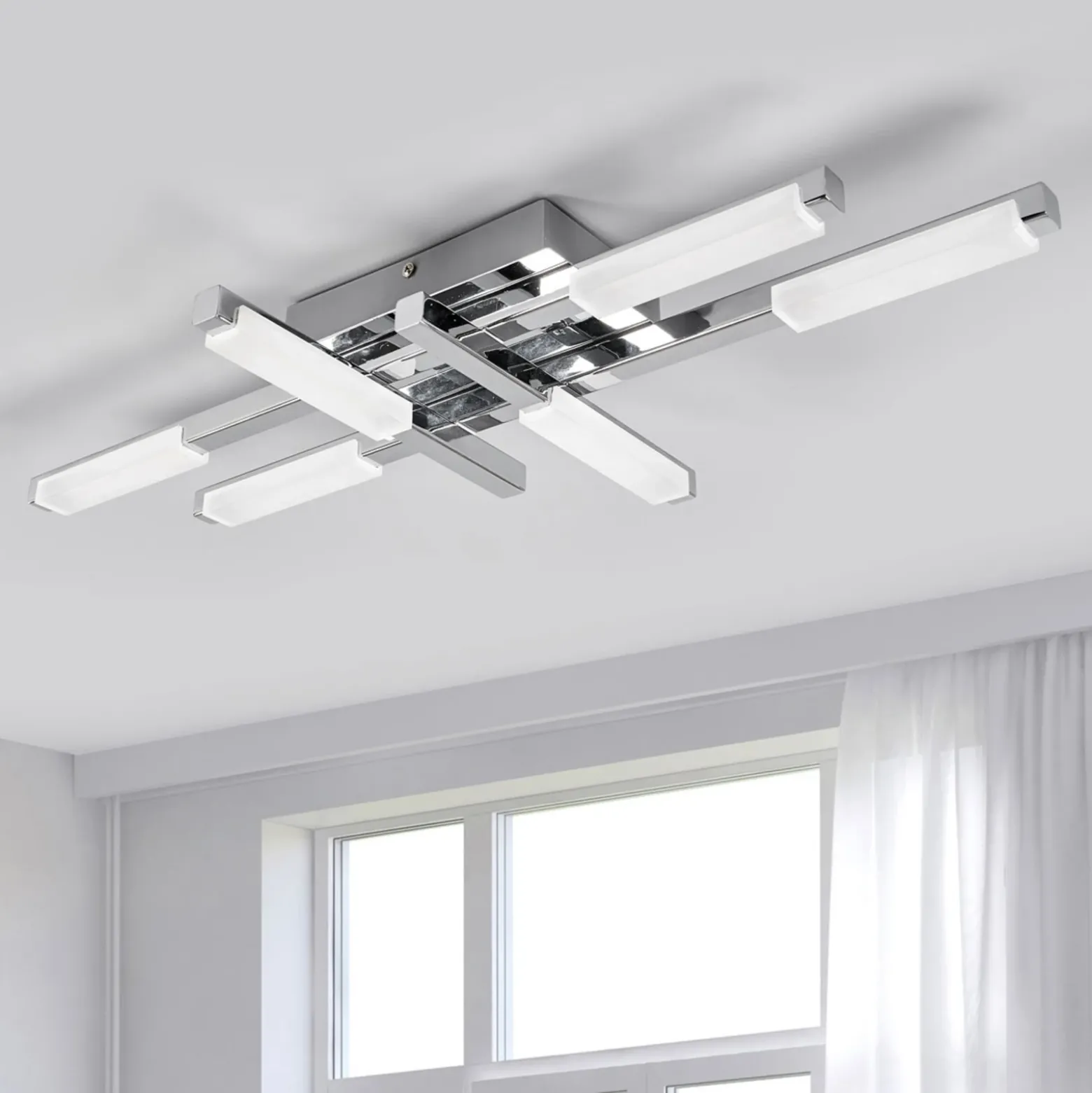 Lámpara LED de techo Patrik de Lindby, 62 cm, 6 luces, cromo, IP44