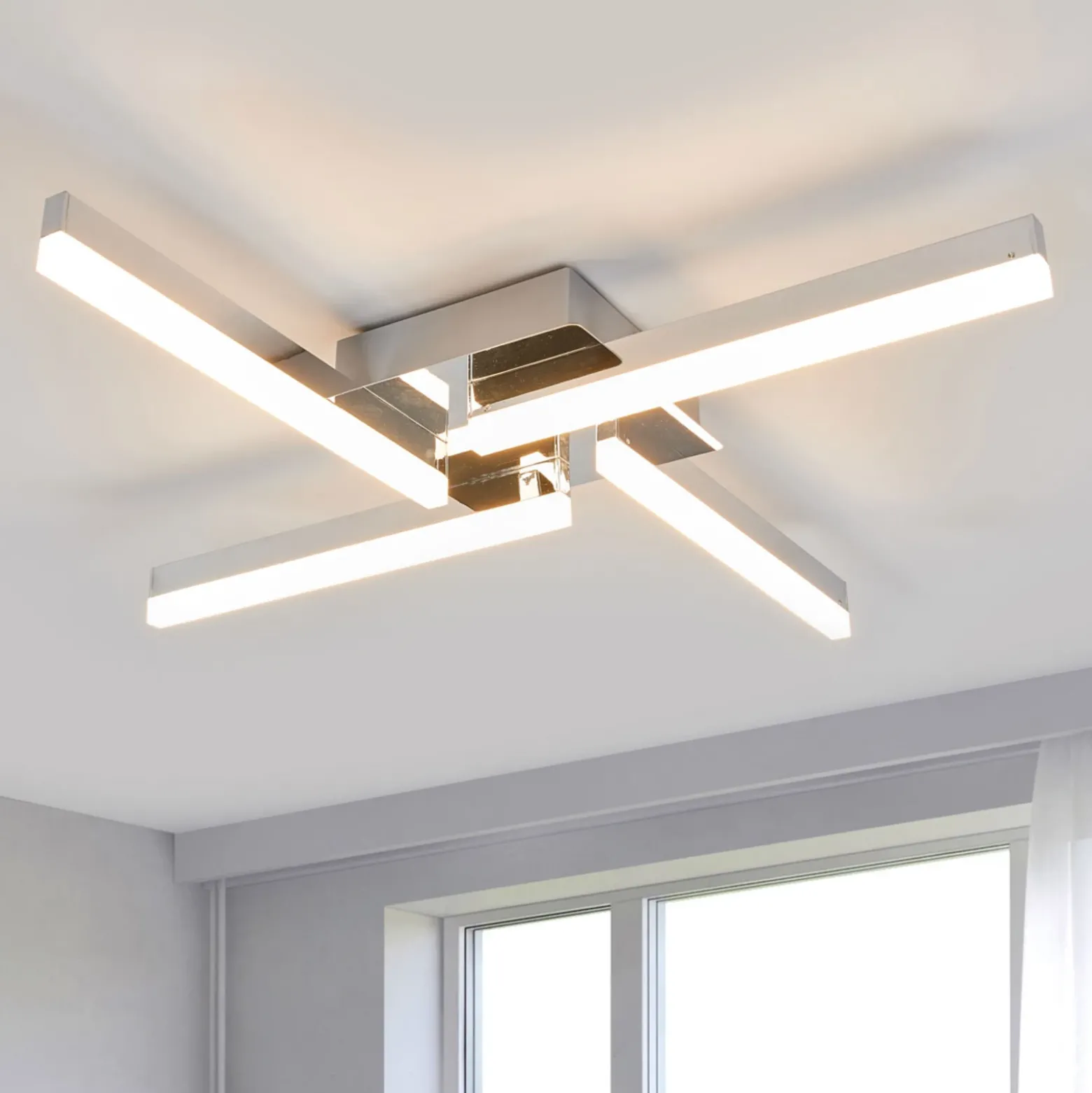 Lámpara LED de techo Patrik de Lindby, 59 cm, 4 luces, cromo, IP44