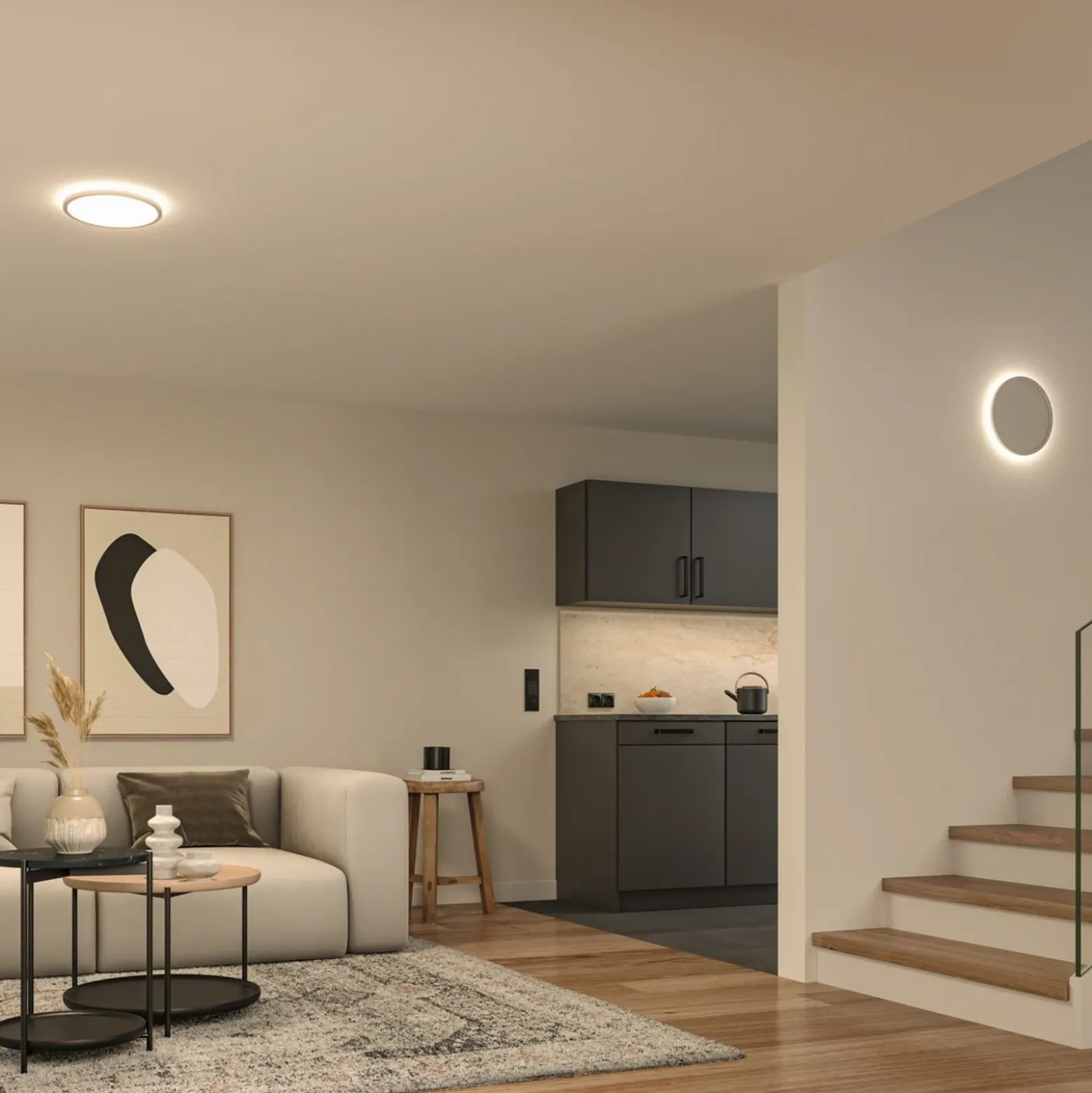 lámpara LED de techo Paulmann Atria Shine, blanca, Ø 29 cm, 3000 K