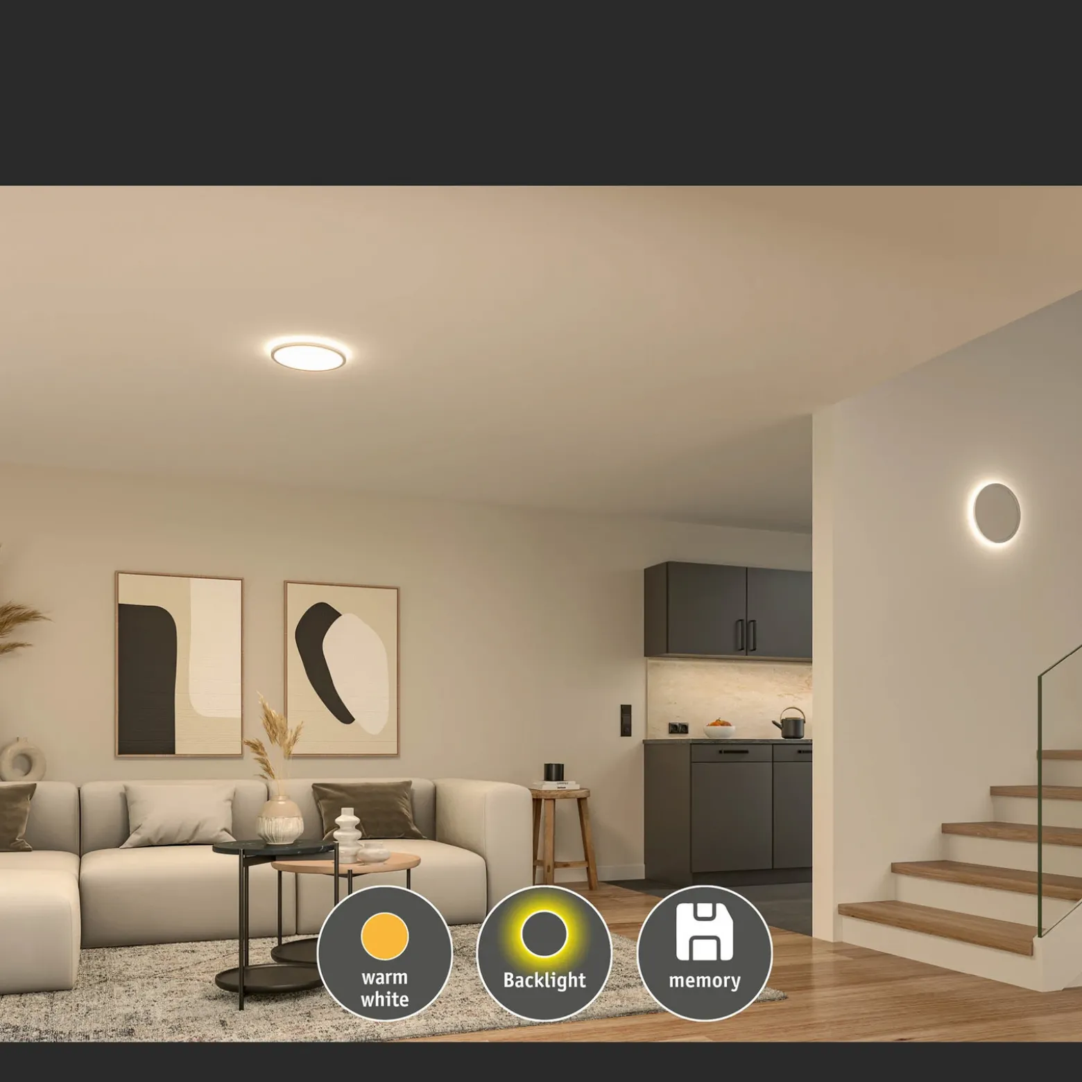 lámpara LED de techo Paulmann Atria Shine, blanca, Ø 29 cm, 3000 K
