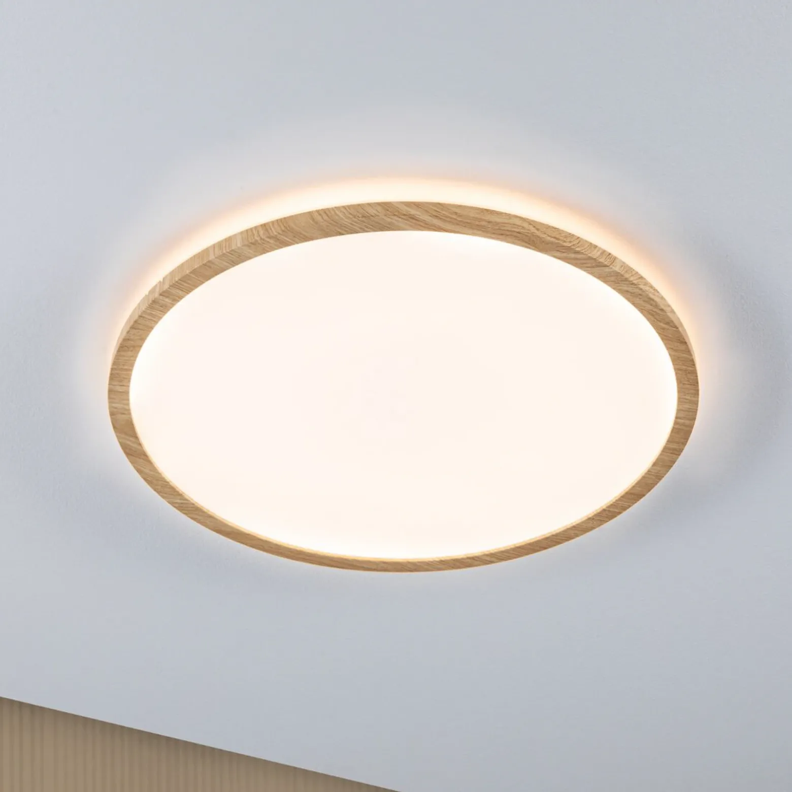 lámpara LED de techo Paulmann Atria Shine Ø42 cm roble IP44 3000 K