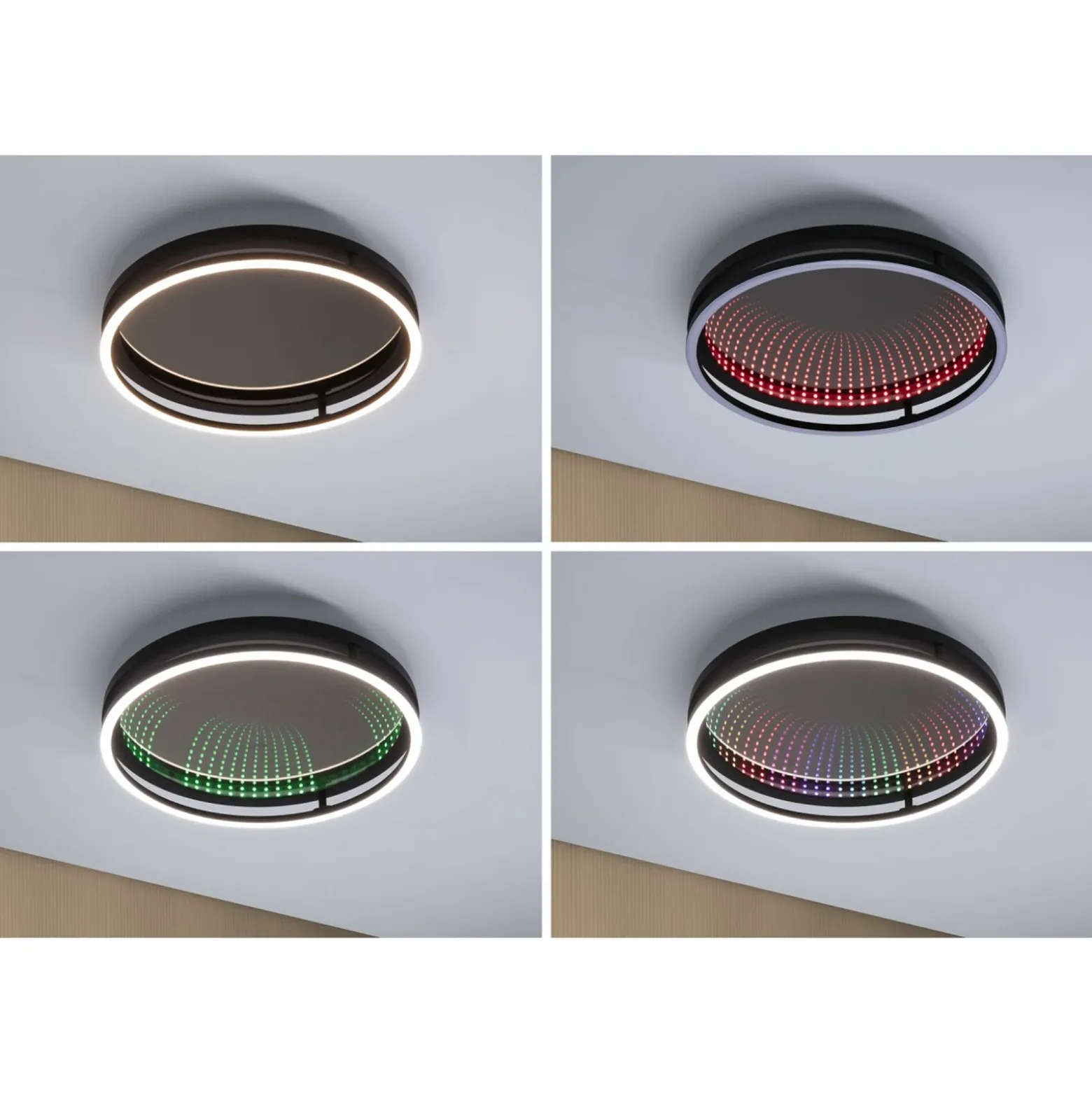 Lámpara LED de techo Paulmann Spaceglow One, negra, Ø 39 cm, RGBW