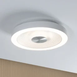 lámpara LED de techo Paulmann Volea, blanco/plata Ø 32 cm IP44 atenuable