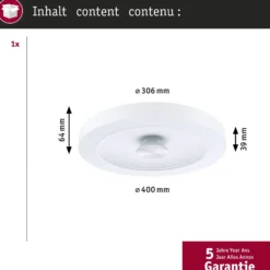 lámpara LED de techo Paulmann Volea, blanco/plata Ø 40 cm IP44 atenuable