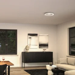 lámpara LED de techo Paulmann Volea, blanco/plata Ø 40 cm IP44 atenuable