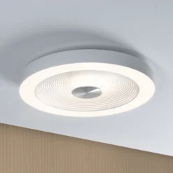 lámpara LED de techo Paulmann Volea, blanco/plata Ø 40 cm IP44 atenuable