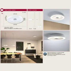 lámpara LED de techo Paulmann Volea, blanco/plata Ø 40 cm IP44 atenuable