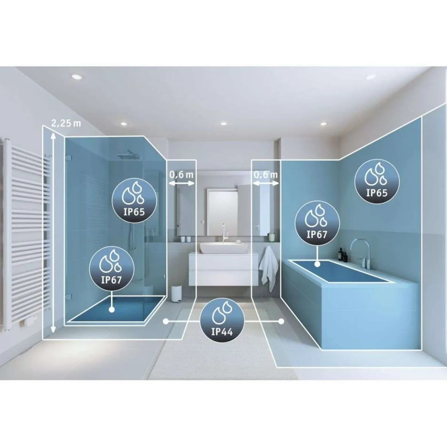 lámpara LED de techo Paulmann Volea, blanco/plata Ø 40 cm IP44 atenuable