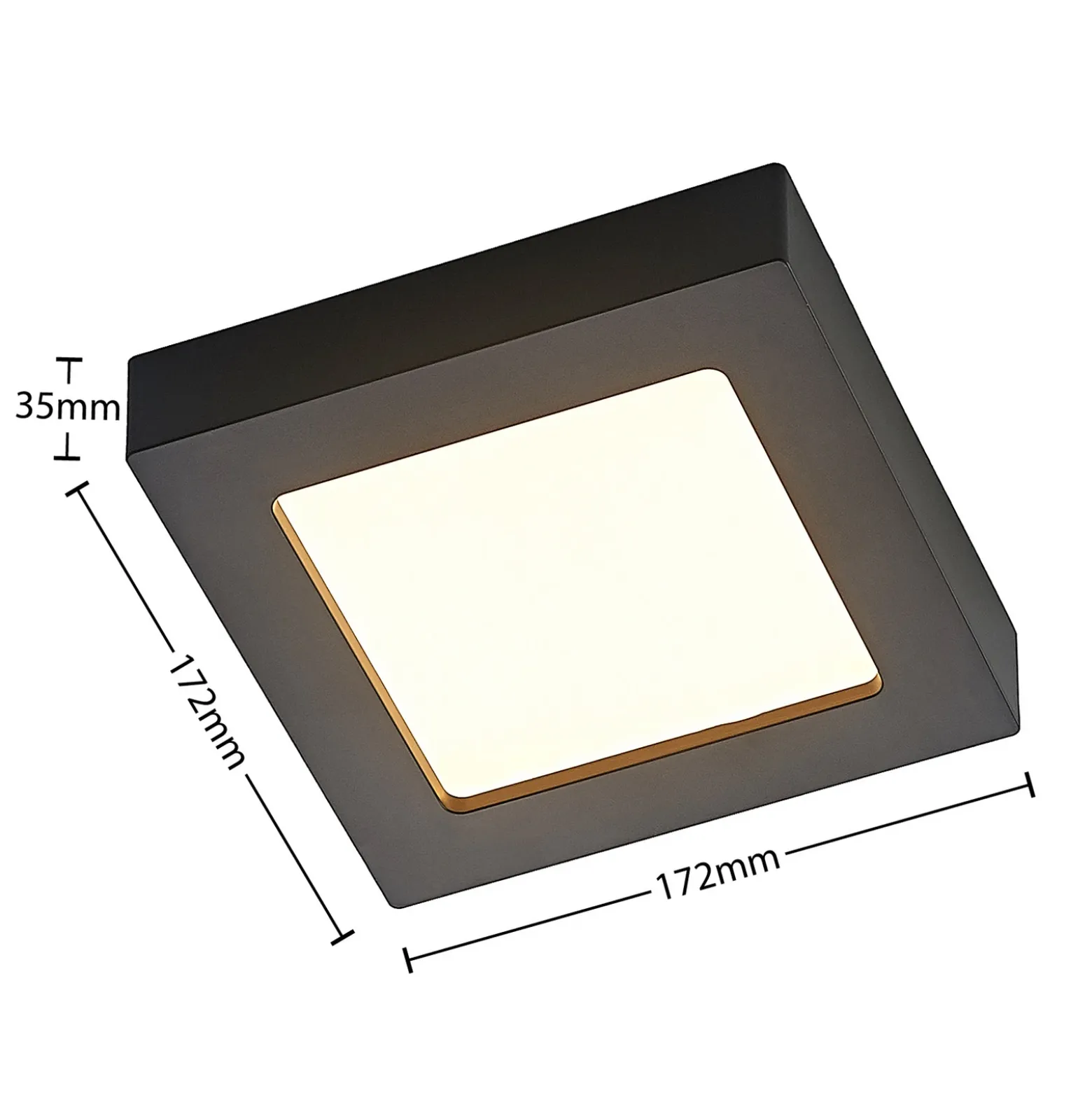 Lámpara LED de techo Prios Alette, negra, 12 W, CCT, atenuable