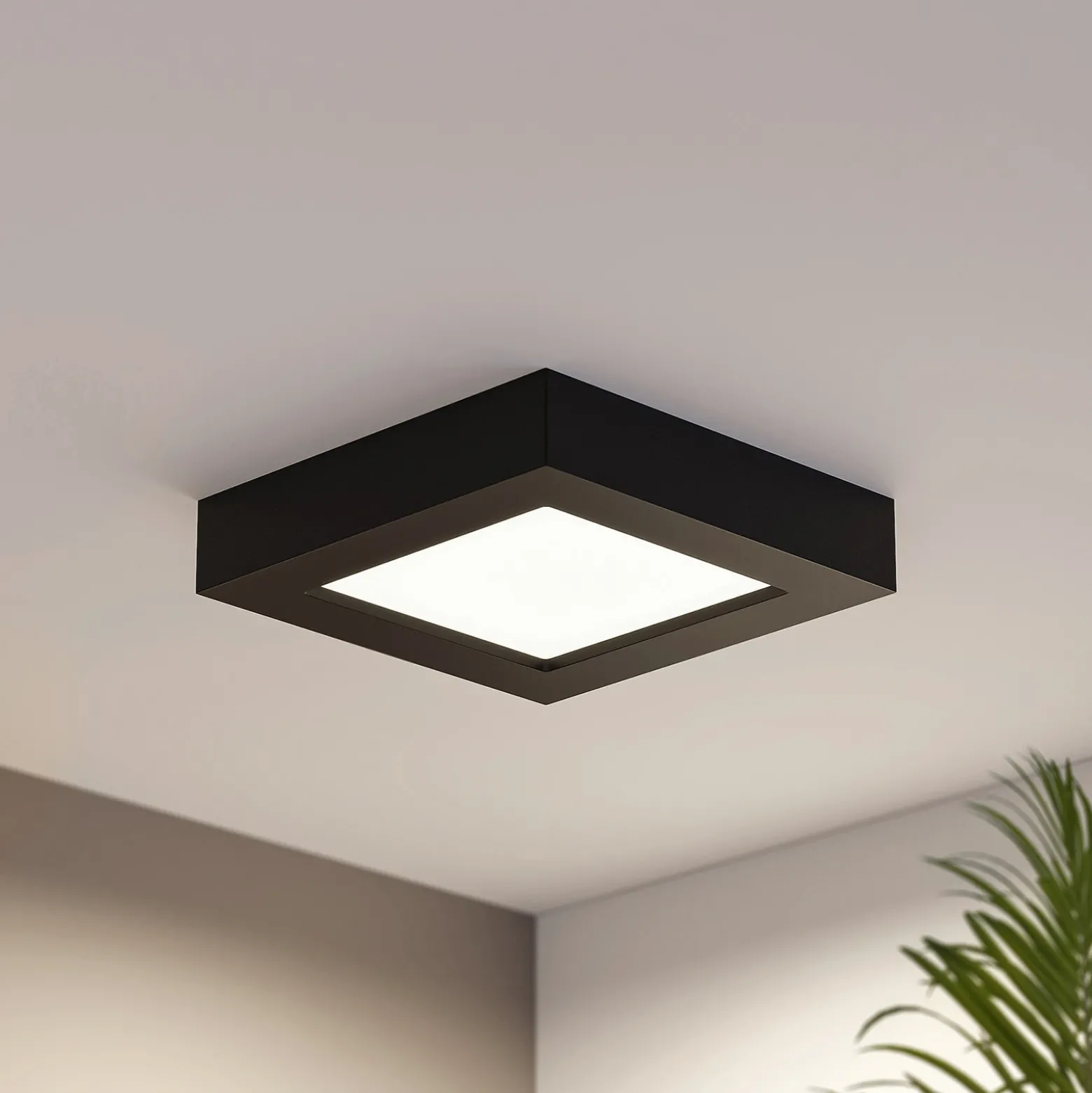 Lámpara LED de techo Prios Alette, negra, 12 W, CCT, atenuable
