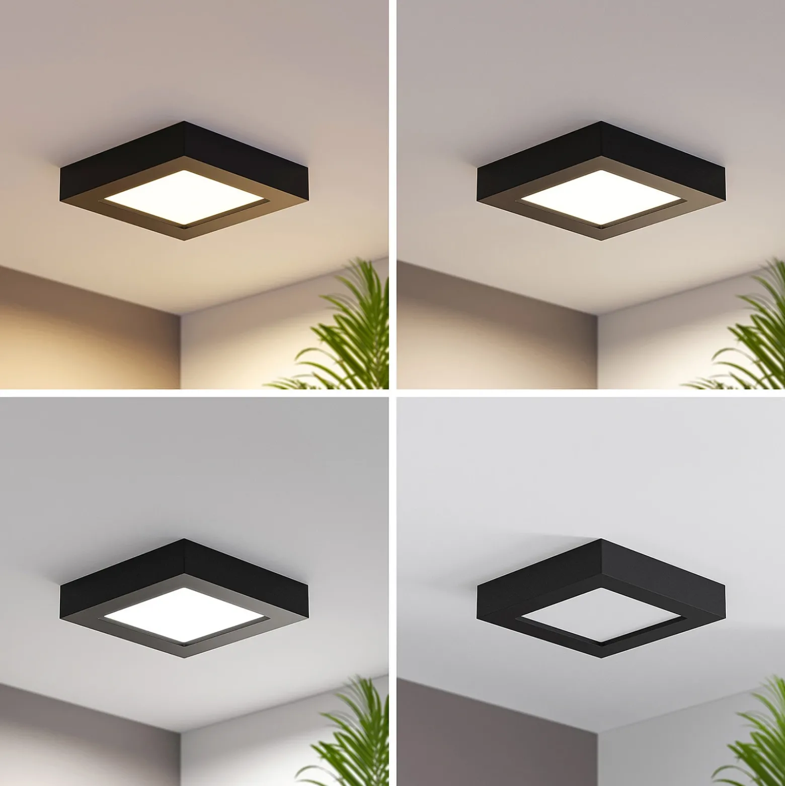 Lámpara LED de techo Prios Alette, negra, 12 W, CCT, atenuable