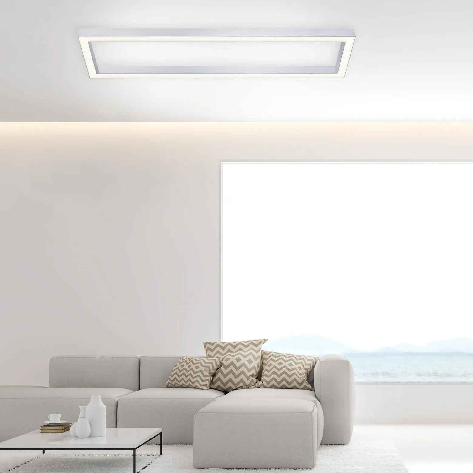 Lámpara LED de techo PURE Lines, 110 x 30 cm, plata, CCT, control remoto