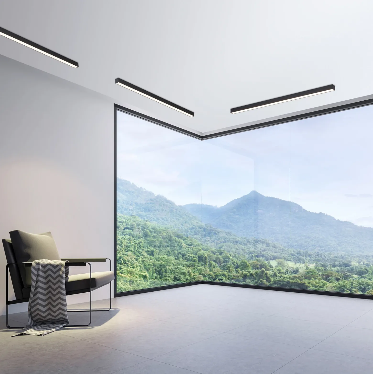 Lámpara LED de techo PURE Lines, 110 cm, antracita, CCT, control remoto