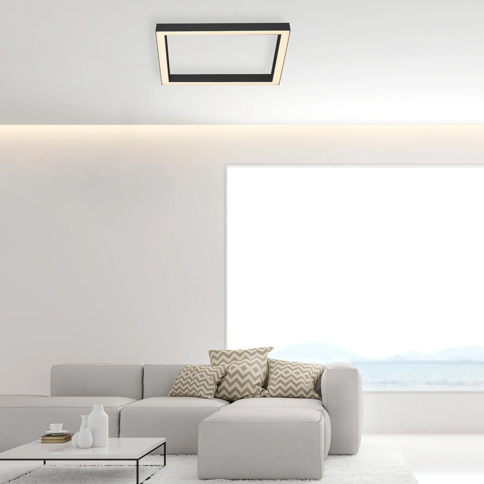 Lámpara LED de techo PURE Lines, 55x55 cm, antracita, CCT, control remoto
