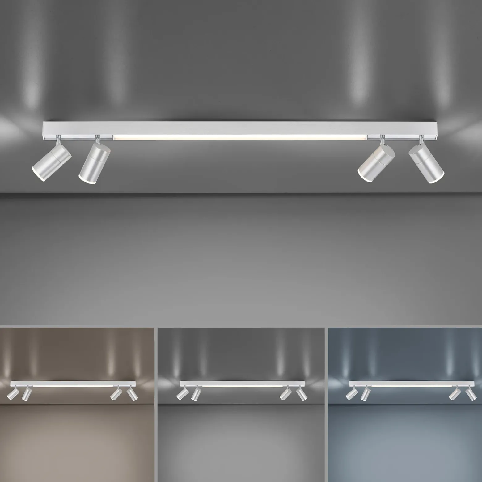 Lámpara LED de techo PURE Lines, 120 cm, plateada, control remoto