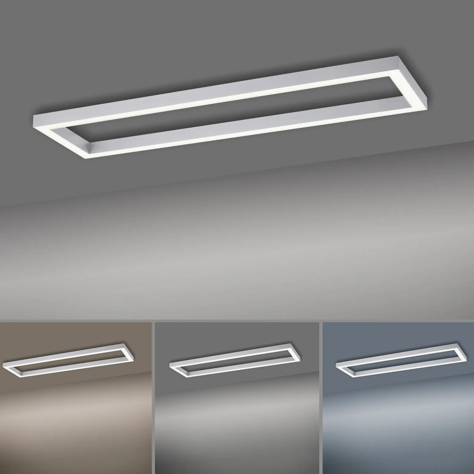 Lámpara LED de techo PURE Lines, 110 x 30 cm, plata, CCT, control remoto