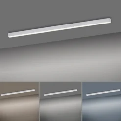 Lámpara LED de techo PURE Lines, 110 cm, plateada, CCT, control remoto