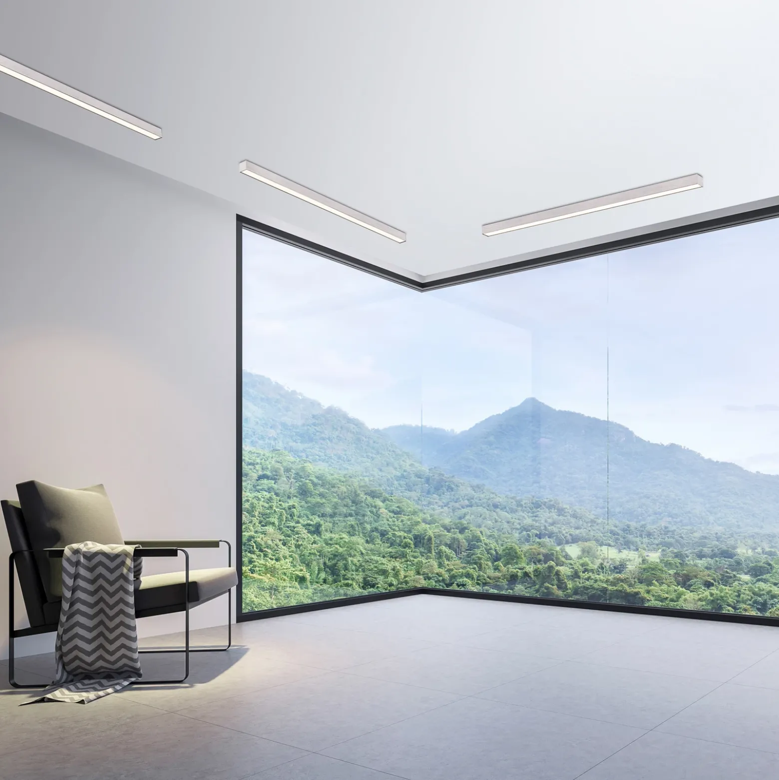 Lámpara LED de techo PURE Lines, 110 cm, plateada, CCT, control remoto