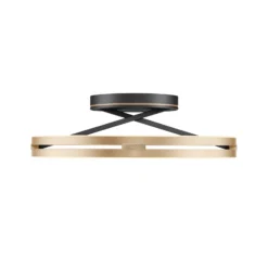 Lámpara LED de techo PURE Loop latón/negro metal Ø 60 cm CCT