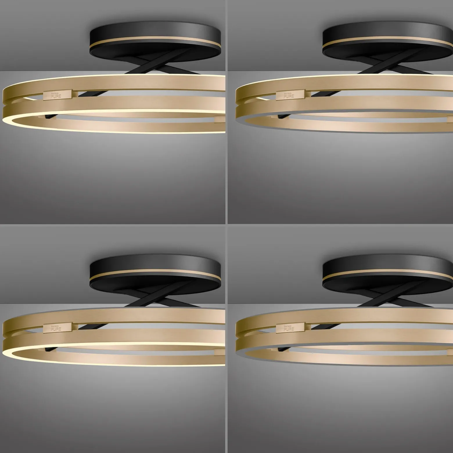Lámpara LED de techo PURE Loop latón/negro metal Ø 60 cm CCT