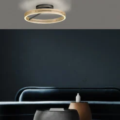 Lámpara LED de techo PURE Loop latón/negro metal Ø 60 cm CCT