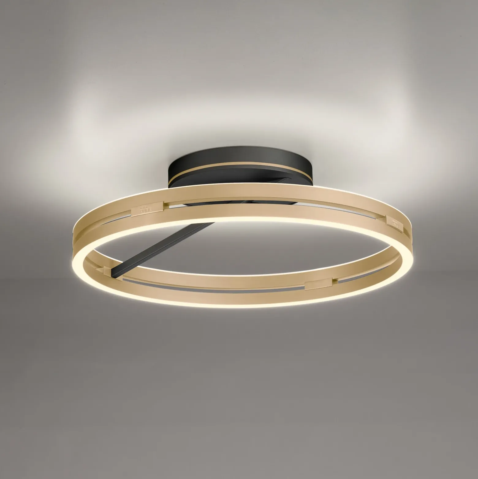 Lámpara LED de techo PURE Loop latón/negro metal Ø 60 cm CCT