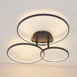 Lámpara LED de techo Rayk de Lindby, negra, metal, 77 cm, atenuable