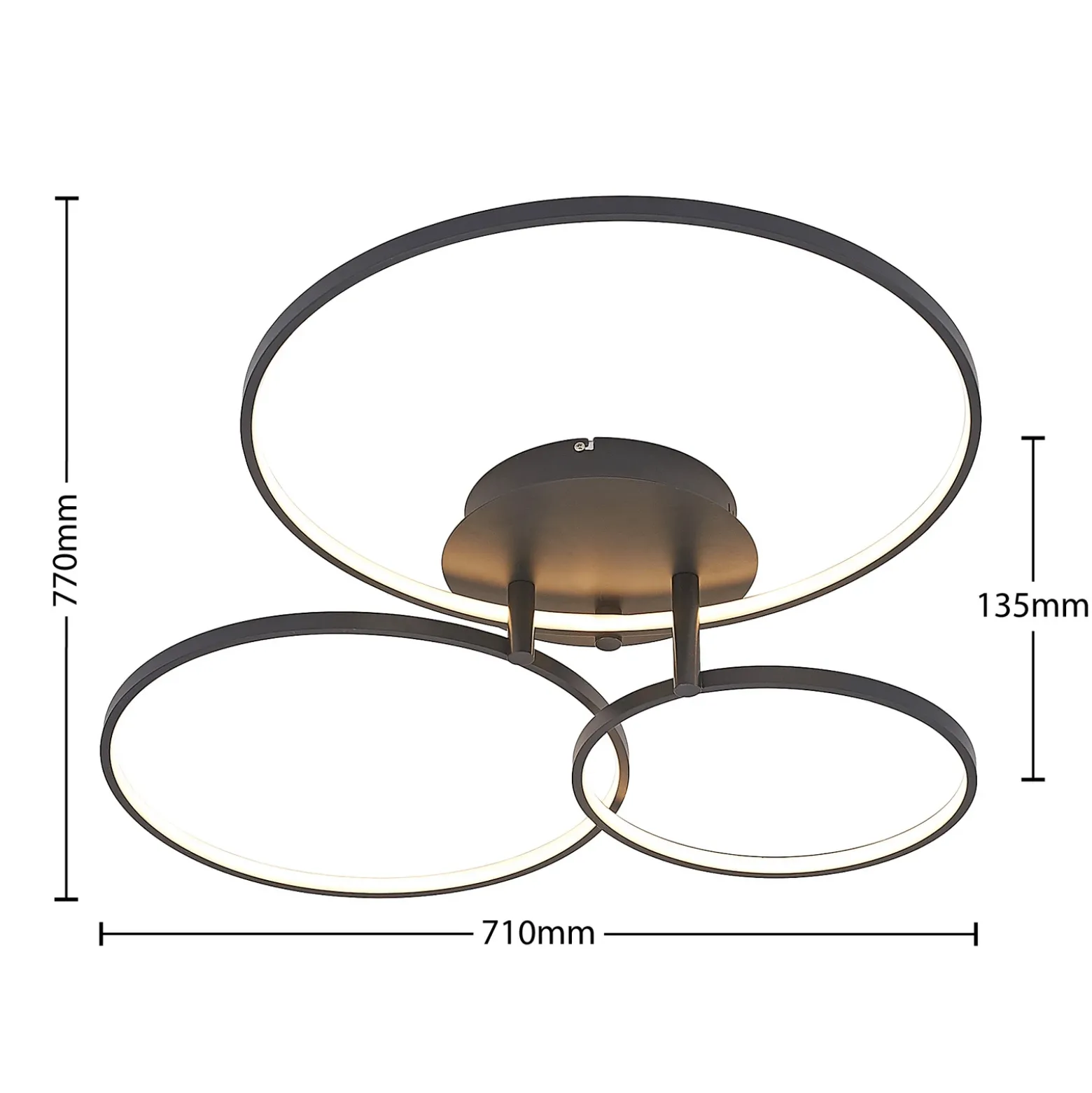 Lámpara LED de techo Rayk de Lindby, negra, metal, 77 cm, atenuable