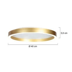 lámpara LED de techo Ringlux dorada, Ø 40 cm, metal, 2700 K