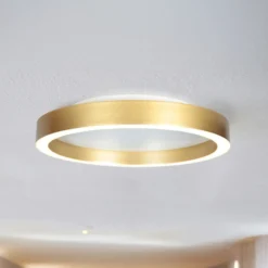 lámpara LED de techo Ringlux dorada, Ø 40 cm, metal, 2700 K